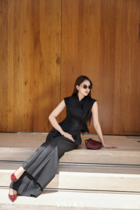 Pantalones de Mujer Elegantes Grises de Pierna Ancha, Corte Entallado, Cintura Alta, Pliegues Delanteros, Cierre de Cremallera y Gancho, Casuales de Oficina NERINA - Product Image 3