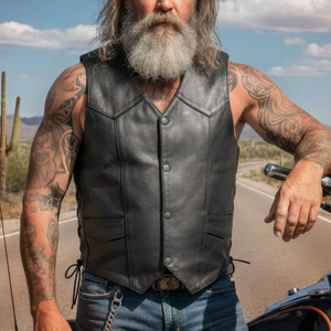 Men's Customized Casual Autumn and Summer Men Leather Vest Use Fashion Breathable Leather Vest For Sale New Arrival Leather Vest - Product Image 6