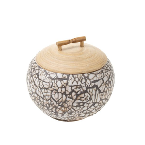 Mother Of Pearl Jars Mother Of Pearl Box Wholesale Natural <b>Abalone</b> Black Crackle <b>Shell</b> Inlaid Container With Wooden Lid - Product Image 3