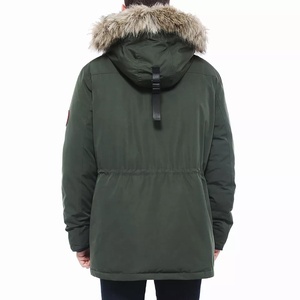Parka décontractée en fourrure pour homme et femme, manteau chaud à capuche avec doublure 100 % coton, col montant, logo frontal, idéal pour l'automne et les températures froides - Product Image 5