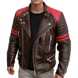 Custom Men's Genuine Leather <b>Biker</b> <b>Jacket</b> Motorcycle Fashion <b>Jacket</b> with Zippers - Product Image 1