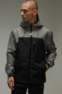 Veste coupe-vent à capuche pour homme, couleur contrastée, fermeture éclair, vêtements de sport d'extérieur, automne, matière polyester - Product Image 3
