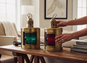 Ensemble de lanternes de bateau vintage en laiton de qualité supérieure, portes-étendards port et starboard, lumières nautiques, décoration marine, cadeau pour bateau, disponible à la vente - Product Image 4