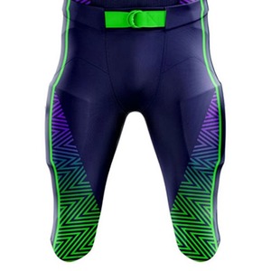 Maillot de football américain personnalisé unisexe bleu marine et vert, col en V, manches courtes, anti-humidité, taille élastique durable, uniforme en polyester - Product Image 6