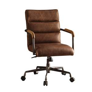 Silla de Oficina Giratoria Marrón Retro con Base de 5 Estrellas, Silla de Escritorio Cómoda - Product Image 5