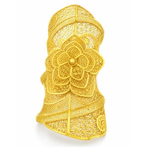 Wholesale 14K18K24K Gold Plated Wide Kada Intricate Floral Openwork Forming Kada Bracelet Dubai Style Arabic <b>Bridal</b> Kada Jewelry - Product Image 1