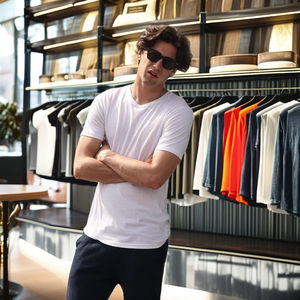 Camiseta de algodón 100% para hombre, cuello redondo, manga corta, 180 gramos, peso de tela, método de tejido no tejido - Product Image 1