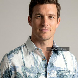 Chemise à manches courtes pour homme en coton 100% Sanganeri, imprimée à la main, motif palmier tropical bleu, vêtements de plage décontractés, vente en gros - Product Image 3