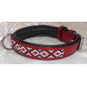 Collier pour chien en cuir OWE avec perles, design doux et rembourré, style Masai, fermeture à boucle, nettoyage à sec uniquement, luxe authentique - Product Image 1