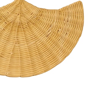 Meilleur vendeur en gros Décoration murale en rotin Tenture murale tissée à la main en forme d'éventail Art mural naturel beige Décoration intérieure pour intérieur de style bohème - Product Image 5