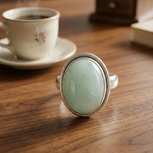 Natural Amazonite Gemstone Oval <b>Ring</b> 925 Sterling <b>Silver</b> Rose Gold & Yellow Gold Plated Handmade Boho Statement Jewelry <b>Men</b> - Product Image 4