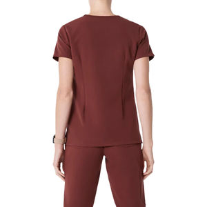 Women Green V-Neck Scrub Set Cotton Polyester Canvas Woven Hospital Uniforms Pants Pockets Needle Detection GLOWING NEON - Product Image 2