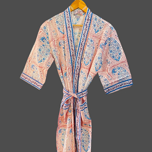 100% Cotton Kimono Robes Pure Cotton Kimono Hand Block Printed Floral Cotton Kimono Shower Robe <b>Spaghetti</b> <b>Strap</b> for Wholesale - Product Image 1