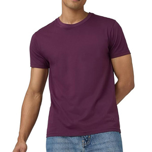 Camiseta de Algodón de Color Sólido para Hombre, Manga Corta, Cuello Redondo, Corte Regular, Informal, Tejido de Punto Jersey, Tinte Liso - Product Image 1