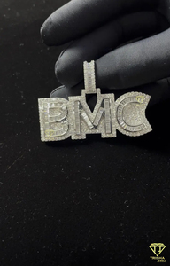 จี้ตัวอักษร "BMC" แบบกำหนดเอง สร้อยคอฮิปฮอปประดับเพชร สีทอง สีเงิน ของขวัญเครื่องประดับส่วนบุคคล - Product Image 3
