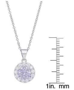 Pendentif et boucles d'oreilles Halo rond en zircon cubique dans une plaque en argent fin, 2 pièces | Macy's - Product Image 3