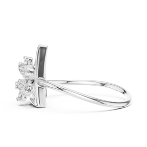Ensemble de bagues en diamant de laboratoire TRIORA BLOOM en or blanc 18 carats plaqué rhodium, style minimaliste, pour fiançailles, soirée, Saint-Valentin, cadeau glamour, usage quotidien - Product Image 3