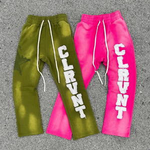 Clothing Manufacturers Custom Distressed <b>Embroidery</b> Summer Heavyweight 100% Cotton Sweatpants Hoodie <b>Set</b> Tracksuit Men Low MOQ - Product Image 4