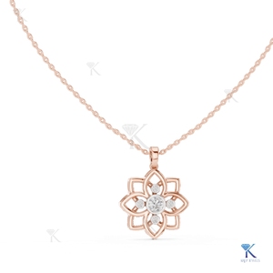 จี้เพชรเลี้ยงในห้องปฏิบัติการ ลายดอกไม้ฉลุลาย สร้อยคอทองคำแท้ 14K 18K สำหรับผู้หญิง ดีไซน์ดอกบัว ผู้ผลิตเครื่องประดับขายส่ง - Product Image 4