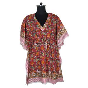 2026 New Fashionable and Designer Sexy Look Women's Short Caftan Wholesale Hand Block Print From India With Best Price Anokhi - Product Image 5