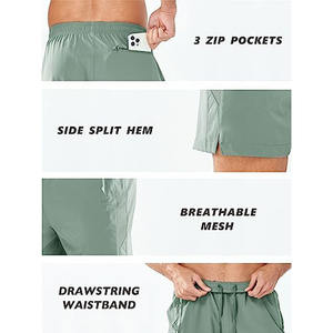 Shorts de sport pour homme, personnalisés avec logo, pour musculation, entraînement, fitness, séchage rapide, simple couche, gym, basketball. - Product Image 3