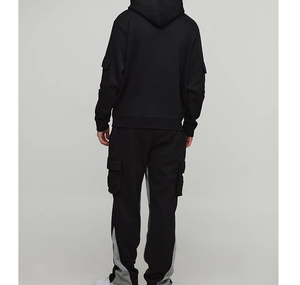 กางเกงขายาวทรงสลิมฟิตแฟชั่นสตรีทลำลองสำหรับผู้ชาย แต่งกระเป๋าคาร์โก้พรีเมียมแบบซ้อนกัน ดีไซน์สีบล็อกที่ข้างตัว ผลิตจากผ้าฝ้ายย้อมสี - Product Image 3