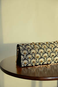 Luxury Customized Colors Zardozi Embroidered PU Floral Chain Strap Flap <b>Clutch</b> Bag Handmade Bridal Evening <b>Wedding</b> Purse Gift - Product Image 4
