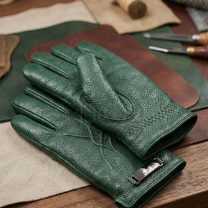 Gants d'hiver en cuir pour homme, best-seller, en cuir véritable souple, compatibles écran tactile, doublure en laine, durables, confortables, coupe élégante - Product Image 6