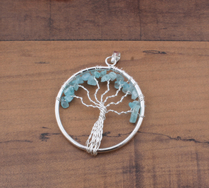 Collar Unisex de Plata de Ley 925 con Baño de Platino y Colgante de Árbol de la Vida con Circonita Natural Vintage, Venta al por Mayor - Product Image 3