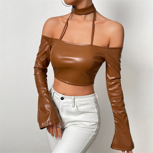 Top de Mujer sin Mangas de Piel Sintética, Blusa de Moda Ajustada, Estilo Urbano para Fiesta, Atuendo de PU para Damas - Product Image 5