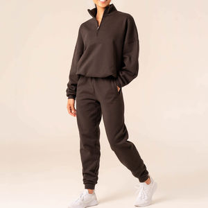 Fabricante de Ropa Personalizada, Conjunto Deportivo Unisex de Felpa de Algodón, Sudadera con Cremallera y Parche Bordado, Pantalones Deportivos, Conjunto Deportivo para Mujer - Product Image 4