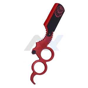 Rasoir droit Barber Cut Red Throat pour la barbe, lame noire, réutilisable, pour le rasage et l'entretien des poils du visage masculins - Product Image 2