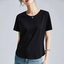 Camiseta Elegante de Fibra Natural de Alta Calidad, Suave, Formal, para Mujer, Algodón Mercerizado con Acabado Brillante, Estilo Casual Elegante para Negocios - Product Image 4