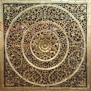 Paneles Decorativos de Madera de Teca Grabados Cuadrados de 4 pies, 100% Hechos a Mano, Alta Resistencia, Ecológicos, Clásicos TH - Product Image 1