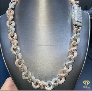 Fully Iced Out Round Moissanite Cuban Link Chain Diamond <b>Studded</b> Hip Hop Necklace Luxury Bling Chain <b>for</b> <b>Men</b> - Product Image 4