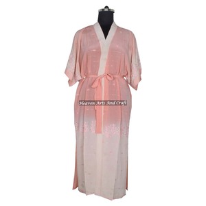 Robe longue bohème indienne vintage en soie, imprimé floral, pour la nuit, peignoir, tenue de plage ethnique, été, automne, hiver, séchage rapide - Product Image 2