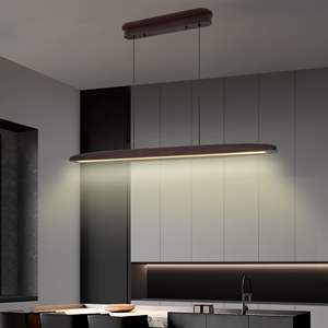 Lámpara Colgante LED Contemporánea de 51 Pulgadas con Acabado en Madera de Nogal, Lámpara Colgante de Madera Estilo Streamline con Control Remoto para Comedor y Sala de Estar - Product Image 2