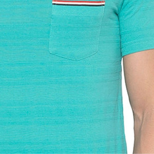 Camiseta Casual de Cuello Redondo para Hombre, Algodón, Tacto Suave, Tejido Teñido Reactivo, Diseño Minimalista, Estilo Casual Urbano - Product Image 3