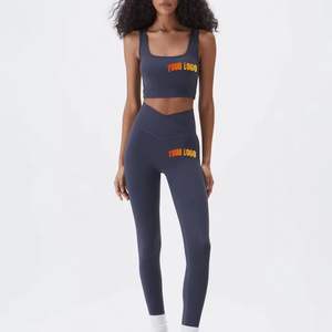 Leggings de yoga écologiques et respirants avec cordon de serrage à la taille, ensemble de 2 pièces pour la salle de sport et le fitness, couleur dégradée, unisexe - Product Image 1