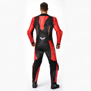 Traje de Cuero Personalizado Rojo y Negro de Una Pieza para Motociclismo de Carreras, Equipo de Protección para Motociclistas Profesionales - Product Image 4