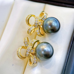 Nouvelles boucles d'oreilles en perles d'or naturelles de 10-11 mm, diamant, lumière intense, base impeccable, argent printemps, talons hauts concentrés en or, crochet d'oreille - Product Image 1