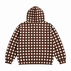 Sweat-shirt à capuche personnalisé pour homme, à carreaux vert et blanc, imprimé, décontracté, à manches longues, avec poche kangourou - Product Image 3
