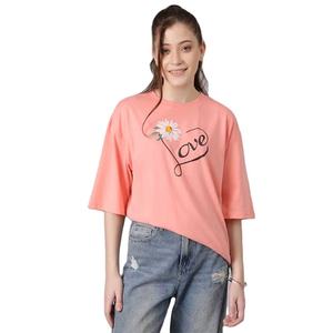 เสื้อยืดคอกลมผู้หญิง แขนสั้น ทรงหลวม พิมพ์ลายดอกไม้ สไตล์ลำลอง สำหรับฤดูใบไม้ผลิและฤดูร้อน ผ้าฝ้ายเจอร์ซีย์ 100% ระบายอากาศได้ดี - Product Image 3