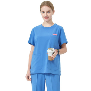 Blouse de laboratoire unisexe bleue pour hôpital, uniforme avec poches colorées, personnalisation du logo, détection d'aiguilles, marque personnalisée, OEM - Product Image 2