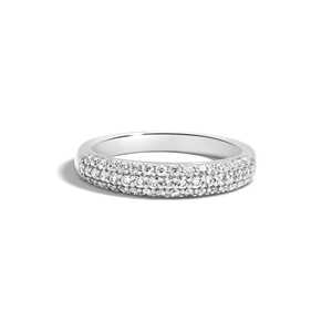 Pave <b>Dome</b> Stackable <b>Ring</b> Half Eternity Curved Stacking Bridal Jewelry Bands Wholesale 14k 18k Solid Gold Round Lab Grown Diamond - Product Image 4