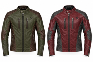 Veste de moto en cuir tendance |   Marron Noir Bourgogne Vert |   Fabricant OEM ODM |   Qualité de conception haut de gamme | - Product Image 5