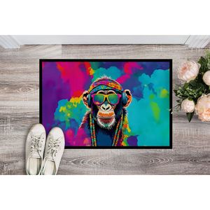 Nouveau hippie animal chimpanzé paillasson antidérapant lavable à poils bas 18H X 27W pour une utilisation intérieure et extérieure dans l'entrée ou la porte d'entrée - Product Image 2