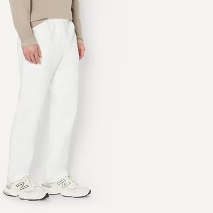 Custom Men's White Straight Sweatpants Mid Rise <b>Elastic</b> <b>Waist</b> Pockets Casual Full Length Knitted <b>Trousers</b> - Product Image 4