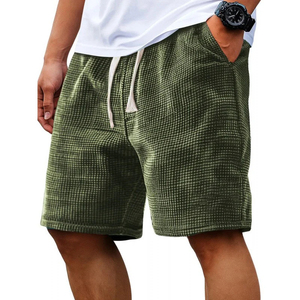 Shorts décontractés pour hommes en tricot gaufré et élasthanne, taille élastique avec cordon de serrage, coupe ample, longueur genou, légers, pour l'été, le quotidien, la plage et le sport - Product Image 4