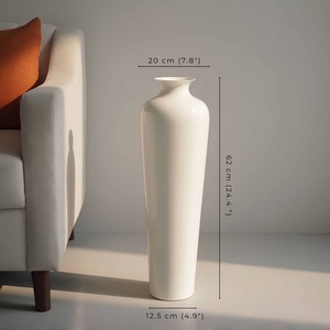 Interior Favorite Minimalist White Floor <b>Vase</b> 62cm <b>Ceramic</b> Decorative <b>vase</b> for Living Room Home Decoration - Product Image 1